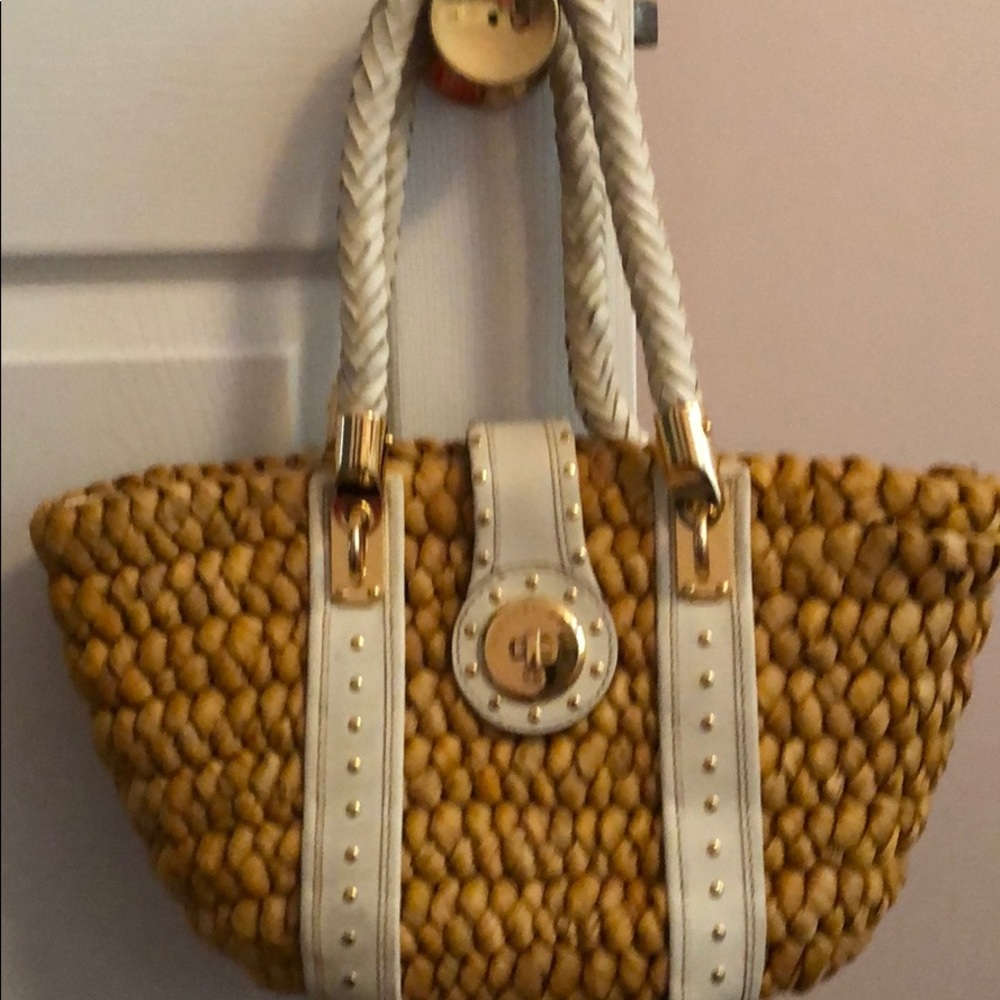 Michael Kors Straw and Leather Bag